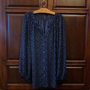 Talbots Dark Blue Patterned Blouse